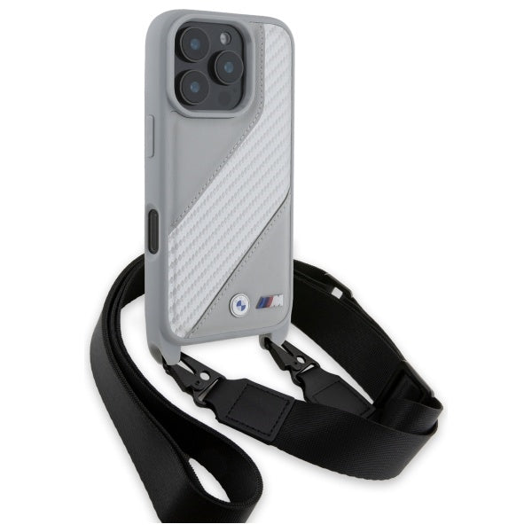 BMW M Edition Carbon Stripe &amp; Strap iPhone 16 Pro Max Case - Gray