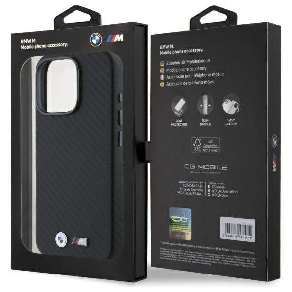 BMW Carbon Wrapped Metal iPhone 16 Pro Max Case - Black