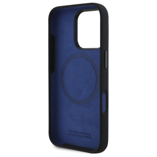 BMW Silicone Hexagon Blue Line MagSafe iPhone 16 Pro Case - Black