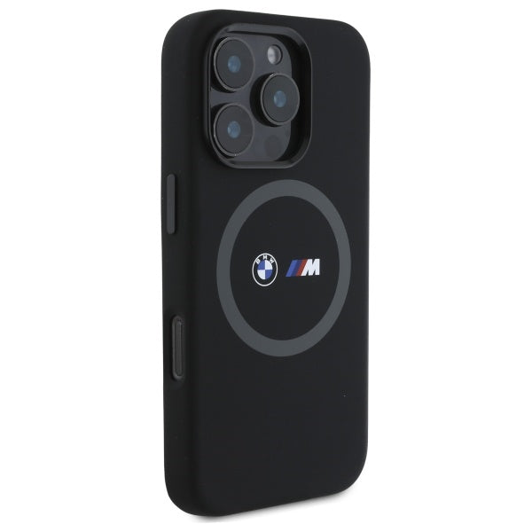 BMW M Silicone Printed Ring MagSafe Case for iPhone 16 Pro - Black