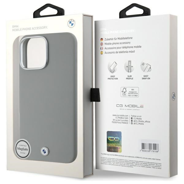 BMW Sign Full Wrapped Metal MagSafe Case for iPhone 16 Pro Max - Gray