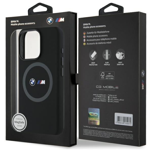 BMW M Silicone Printed Ring MagSafe Case for iPhone 16 Pro Max - Black