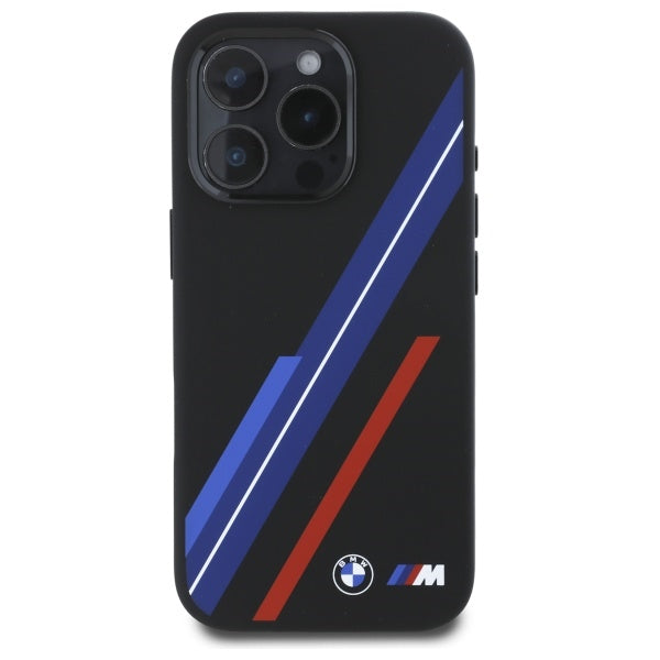 BMW Silicone Random Lines MagSafe Case for iPhone 16 Pro Max - Black