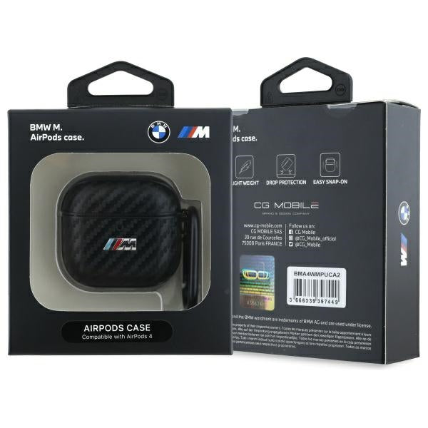 BMW BMA4CMPUCA AirPods 4 cover black/black PU Carbon M Collection