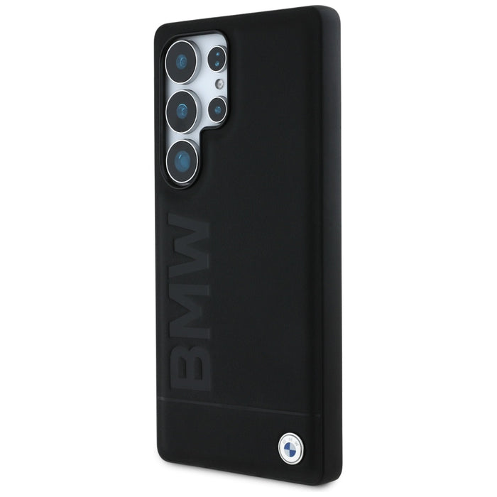 BMW Leather Big Wordmark Case for Samsung Galaxy S25 Ultra - Black