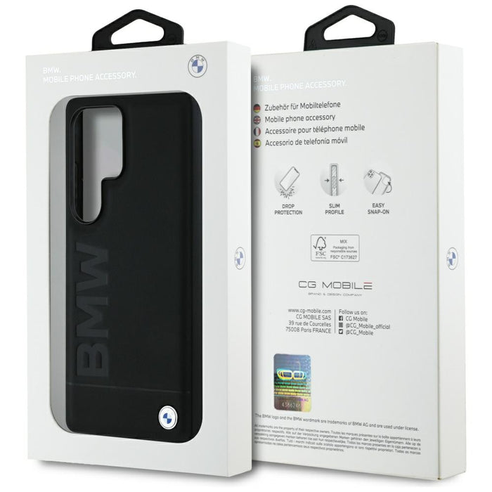 BMW Leather Big Wordmark Case for Samsung Galaxy S25 Ultra - Black