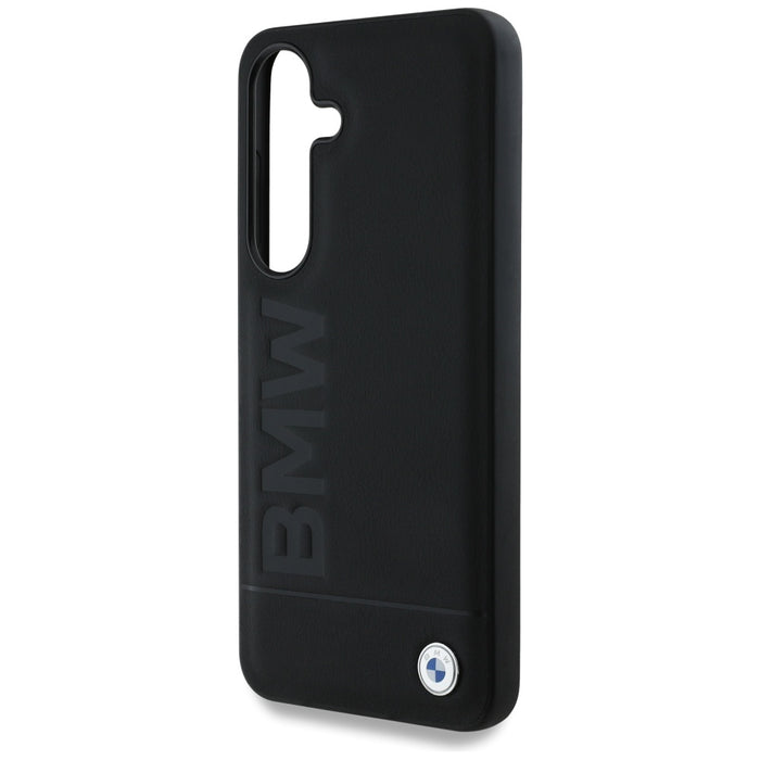 BMW Leather Big Wordmark Case for Samsung Galaxy S25+ - Black