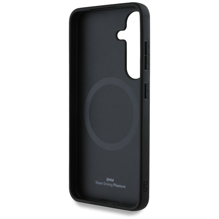BMW Leather Half Textured MagSafe Case for Samsung Galaxy S25 - Black