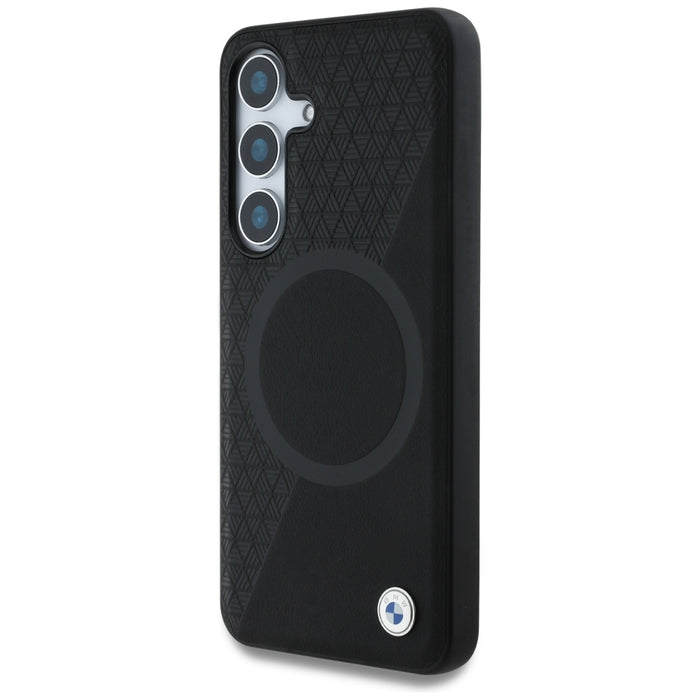 BMW Leather Half Textured MagSafe Case for Samsung Galaxy S25 - Black