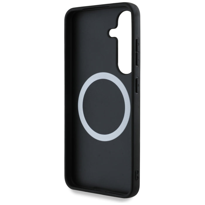 BMW Leather Tricolor Stripe MagSafe Case for Samsung Galaxy S25 - Black