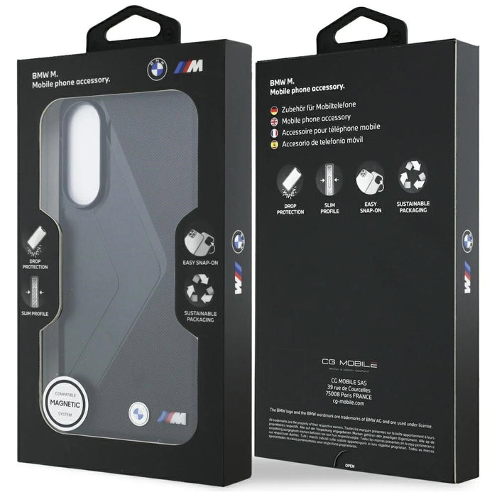 BMW Leather Oversized Stripes MagSafe case for Samsung Galaxy S25 Edge - black