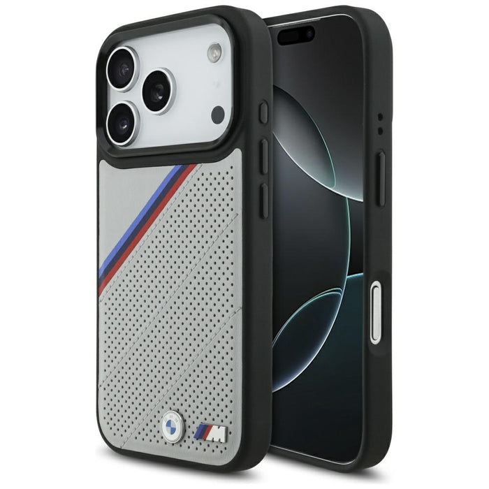 BMW M Tricolor Metal Logo MagSafe Case for iPhone 17 Pro - Gray