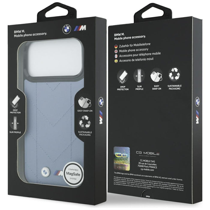 BMW M Quilted Logo MagSafe Case for iPhone 17 Pro Max - Blue