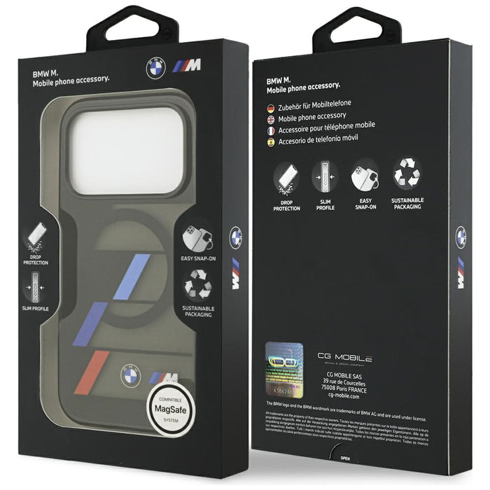 BMW M IML Metal Buttons Tricolor Lines MagSafe Case for iPhone 17 Pro - Black