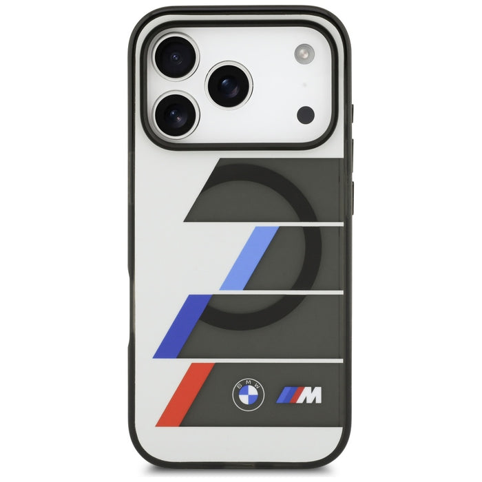 BMW M IML Metal Buttons Tricolor Lines MagSafe Case for iPhone 17 Pro Max - Gray
