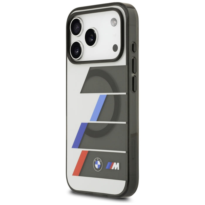 BMW M IML Metal Buttons Tricolor Lines MagSafe Case for iPhone 17 Pro Max - Gray