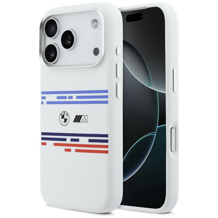 BMW M Silicon Horizontal Line MagSafe Case for iPhone 17 Pro - White