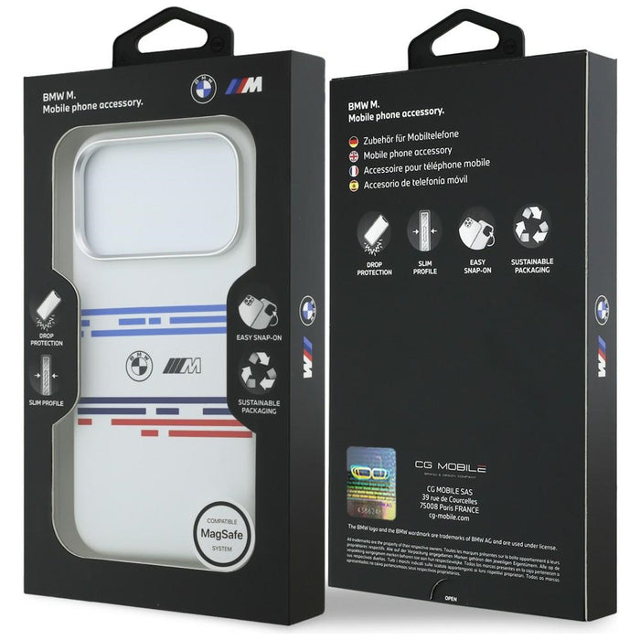 BMW M Silicon Horizontal Line MagSafe Case for iPhone 17 Pro - White