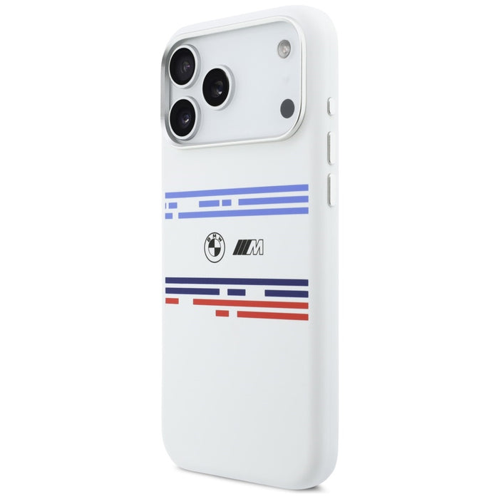 BMW M Silicon Horizontal Line MagSafe Case for iPhone 17 Pro Max - White