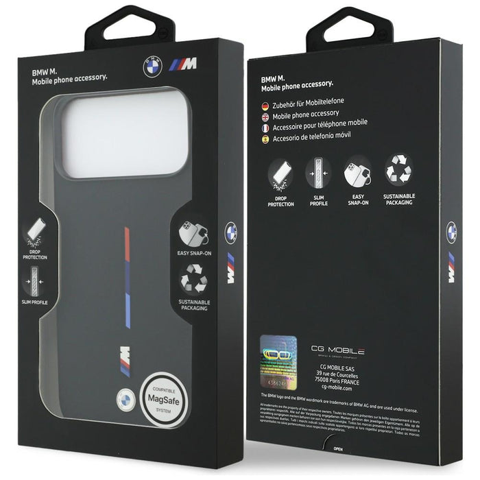 BMW M Silicon Tricolor Line MagSafe Case for iPhone 17 Pro Max - Black