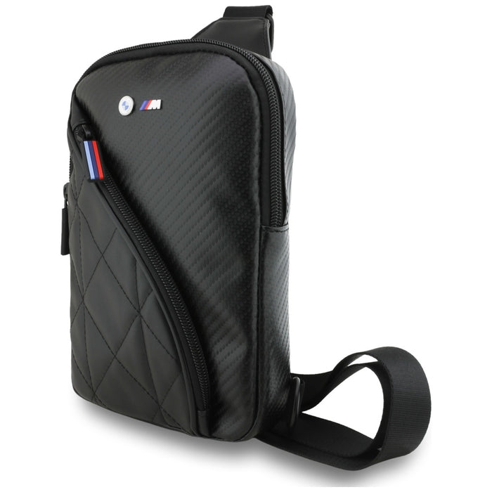 BMW Carbon Pocket &amp; Metal Logo Crossbody Phone Bag - Black
