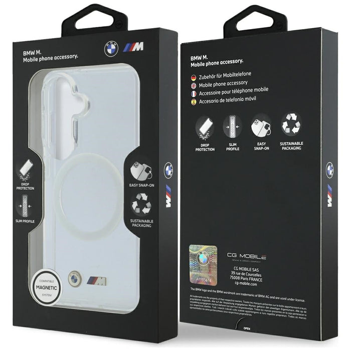 BMW IML Shockproof Metal Logo MagSafe Case for Samsung Galaxy S26 - Transparent