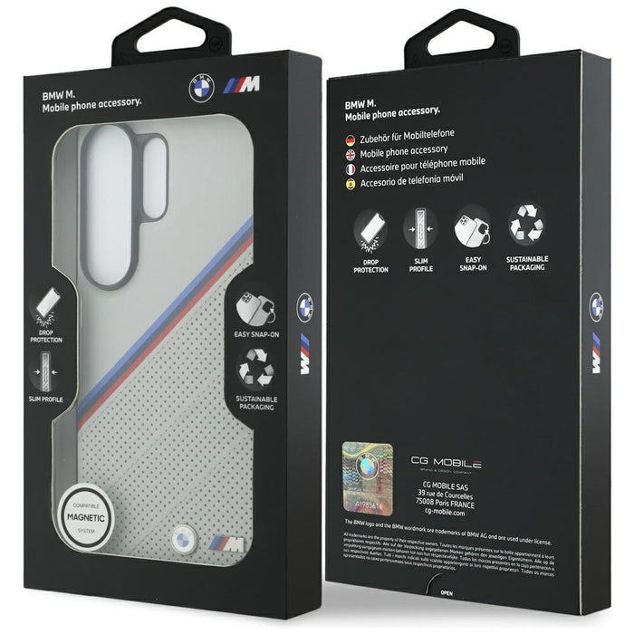 BMW Tricolor Metal Logo MagSafe Case for Samsung Galaxy S26 Ultra - Gray