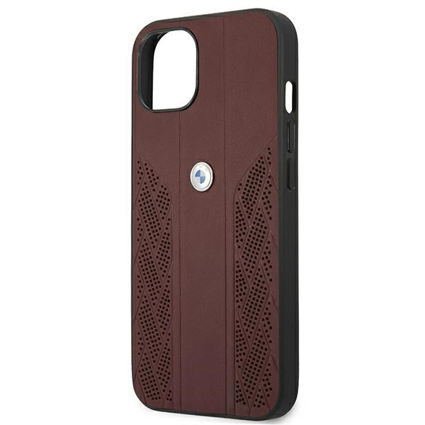 BMW Leather Curve Perforate Case for iPhone 13 - Red