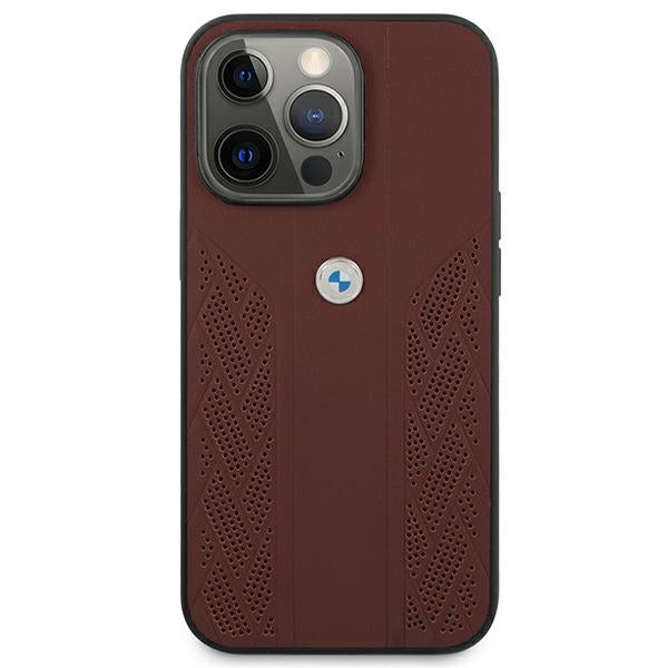 BMW Leather Curve Perforate Case for iPhone 13 Pro / iPhone 13 - Red