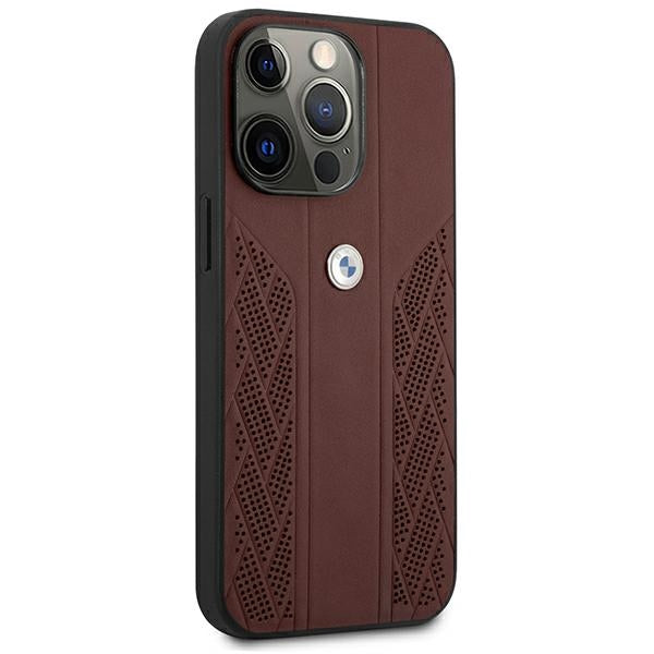 BMW Leather Curve Perforate Case for iPhone 13 Pro / iPhone 13 - Red