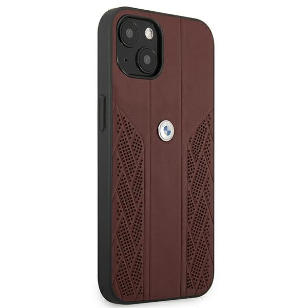 BMW Leather Curve Perforate Case for iPhone 13 mini - Red