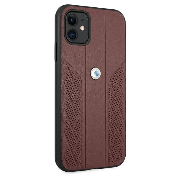 BMW Leather Curve Perforate Case for iPhone 11 / Xr - Red