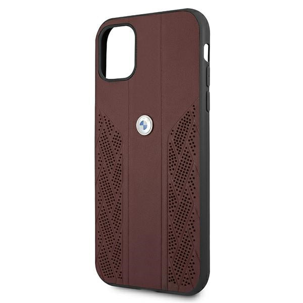 BMW Leather Curve Perforate Case for iPhone 11 / Xr - Red