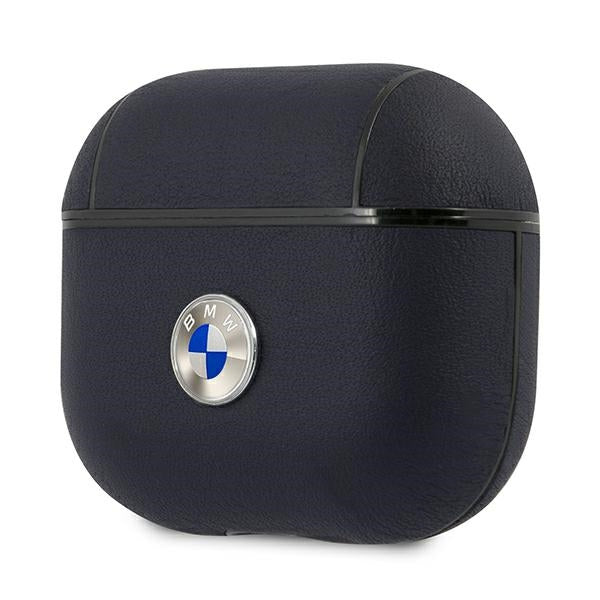 BMW Genuine Leather Silver Logo Case for AirPods 3 - Navy Blue