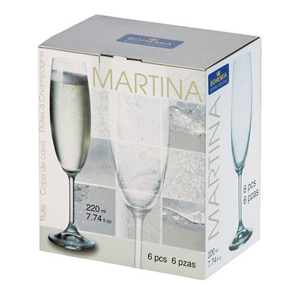 CHAMPAGNE GLASS 220ML 6PCS MARTINA BOHEMIA