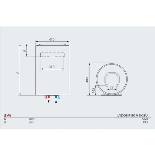 Boiler ARISTON LYDOS R 50 V 2K EU (3201895) - Вертикални<<<Бойлери<<<Климатизация/Отопление<<<TechnoMix