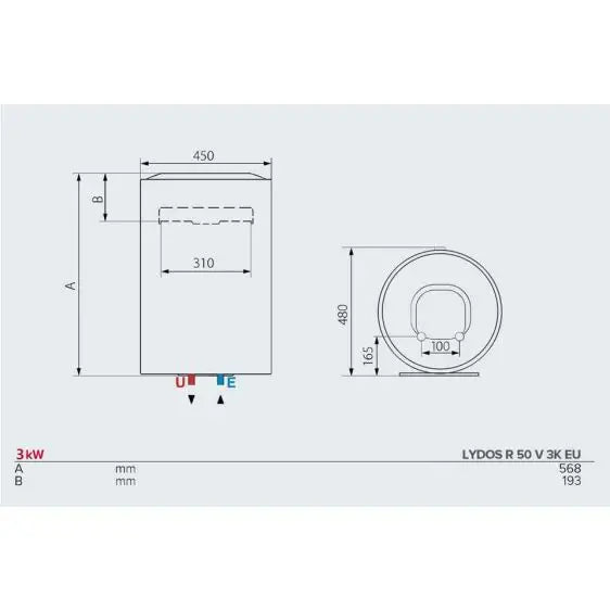 Boiler ARISTON LYDOS R 50 V 2K EU (3201895) - Вертикални<<<Бойлери<<<Климатизация/Отопление<<<TechnoMix
