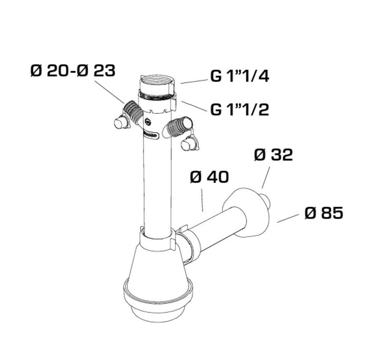 SINK TRAP 1 1/2 Ф40 2 FIASCA FITTINGS