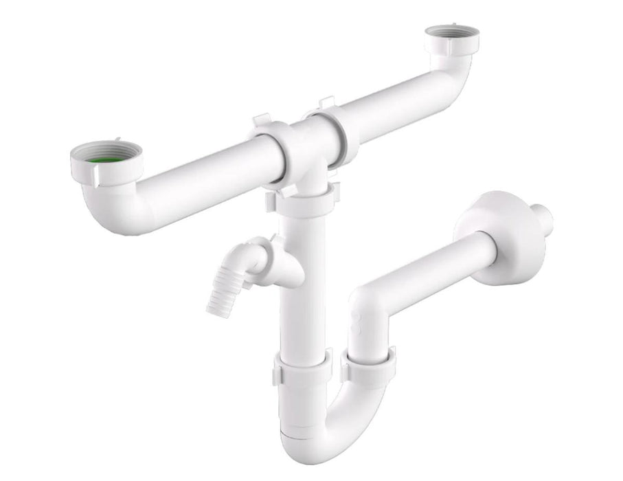DOUBLE KITCHEN SINK TRAP WITH SPOUT