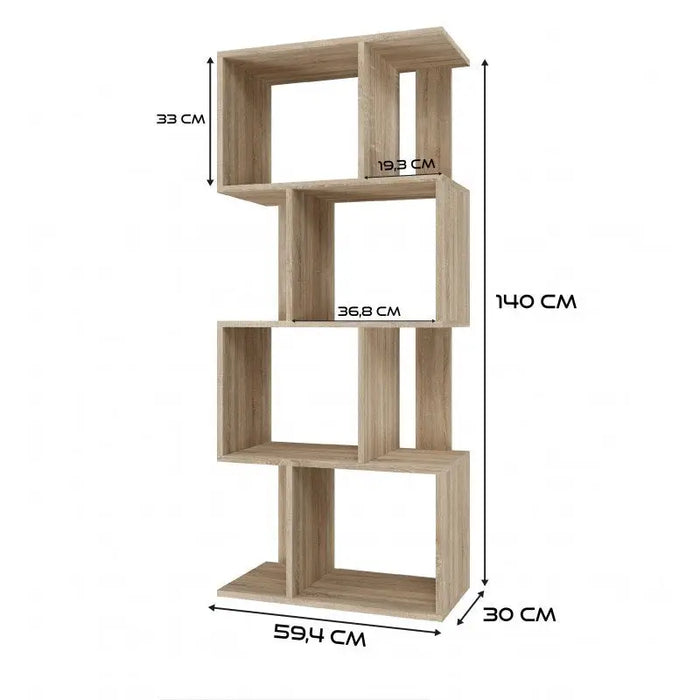 Bookcase FIESTA 4P 59.5x30x140 cm sonoma oak - Wooden shelvesRGA-DRE<<<ShelvesRGA<<<ActionPL