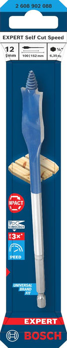 BOSCH EXP FLAT WOOD DRILL BIT 12 MM