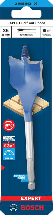 BOSCH EXP FLAT WOOD DRILL BIT 35 MM