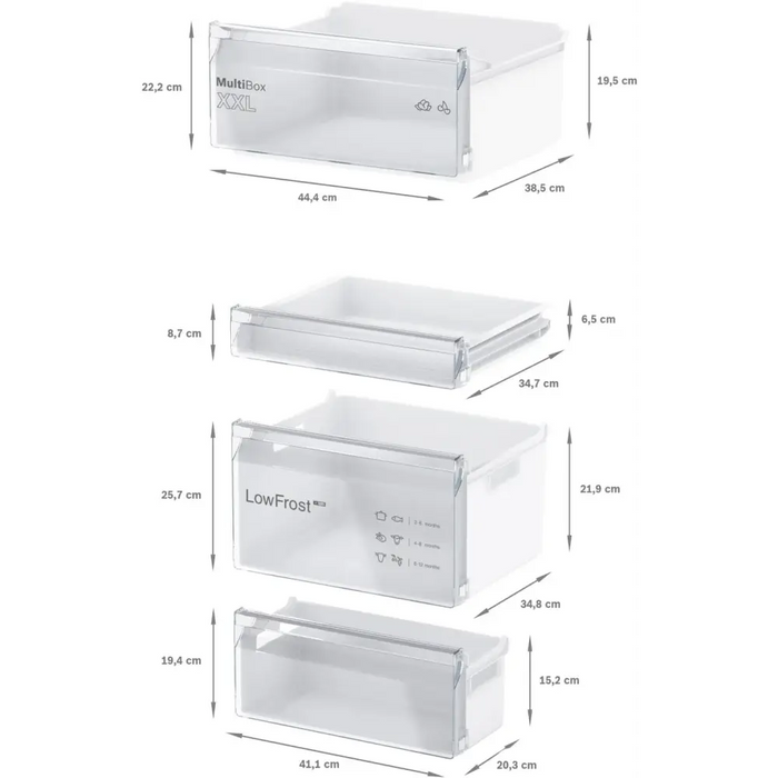 Bosch KIV86NSE0 SER2 BI fridge-freezer LowFrost E 177,2 x 54.1 cm 267l(183 + 84) 35dB Eco Airflow BigBox sliding hinge