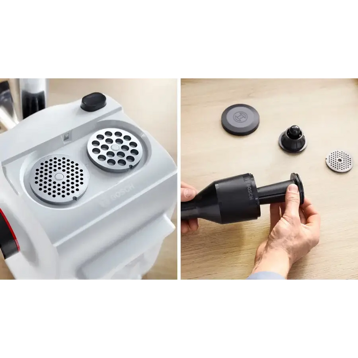 Bosch MFWS420W Meat mincer - MultiPower 1900 W Planetary gearbox 2,5 kg/min kebbe attachment sausage attachment reverse