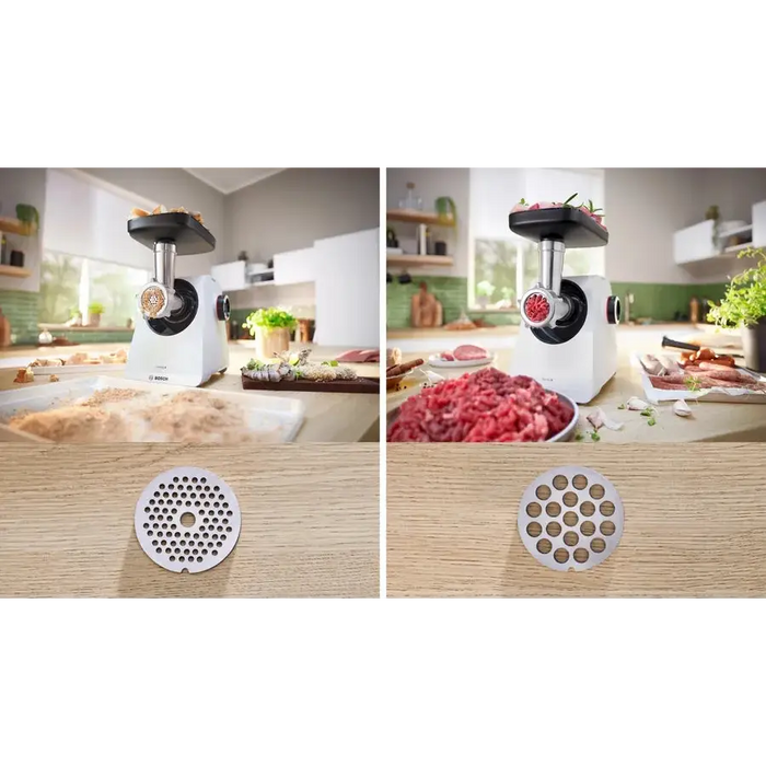 Bosch MFWS420W Meat mincer - MultiPower 1900 W Planetary gearbox 2,5 kg/min kebbe attachment sausage attachment reverse