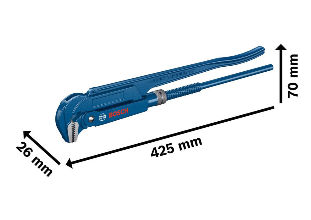 Pipe Wrench BOSCH 90° Chrome vanadium steel Blue