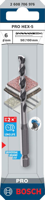 METAL DRILL BIT HEX-5 BOSCH 6x50x100