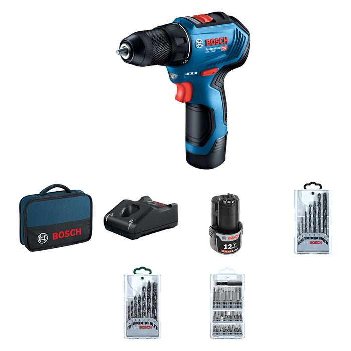 CORDLESS BRUSHLESS DRILL BOSCH PROFESSIONAL GSR 12V-30 12 V, 30.00 nm, NUMBER OF BATTERIES 2, 2.00 Ah