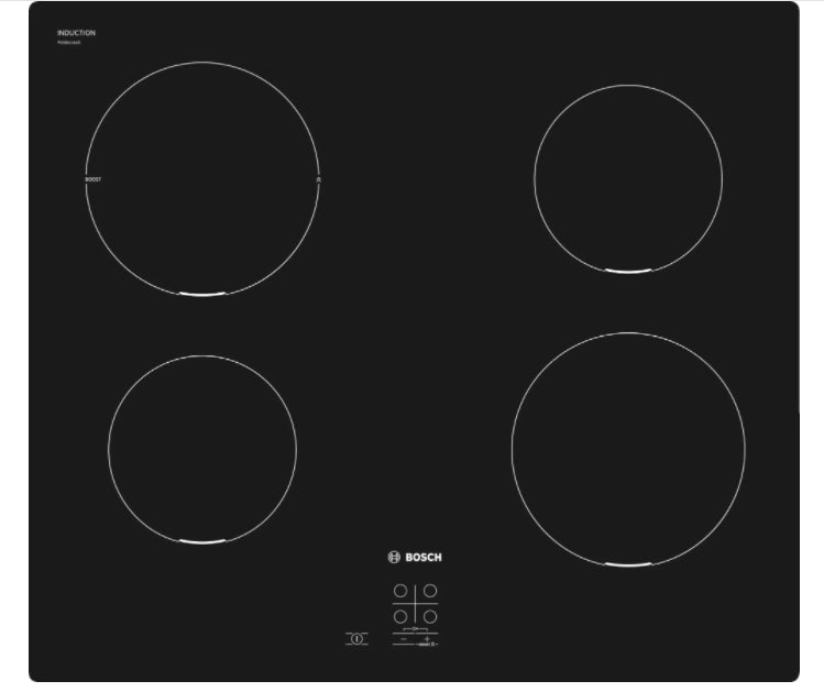 Bosch PUG611AA5E SER2 Induction hob 60 cm 4 zones surface mount without frame Black - Плотове<<<BOSCH