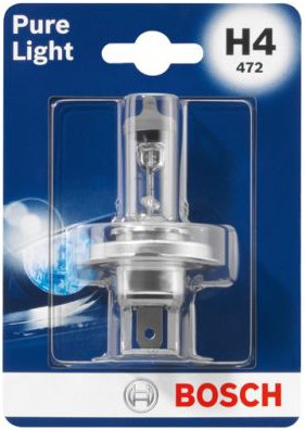 BOSCH PURE LIGHT H4 4000K 55W 12V CARTON BLISTER 1 PCS